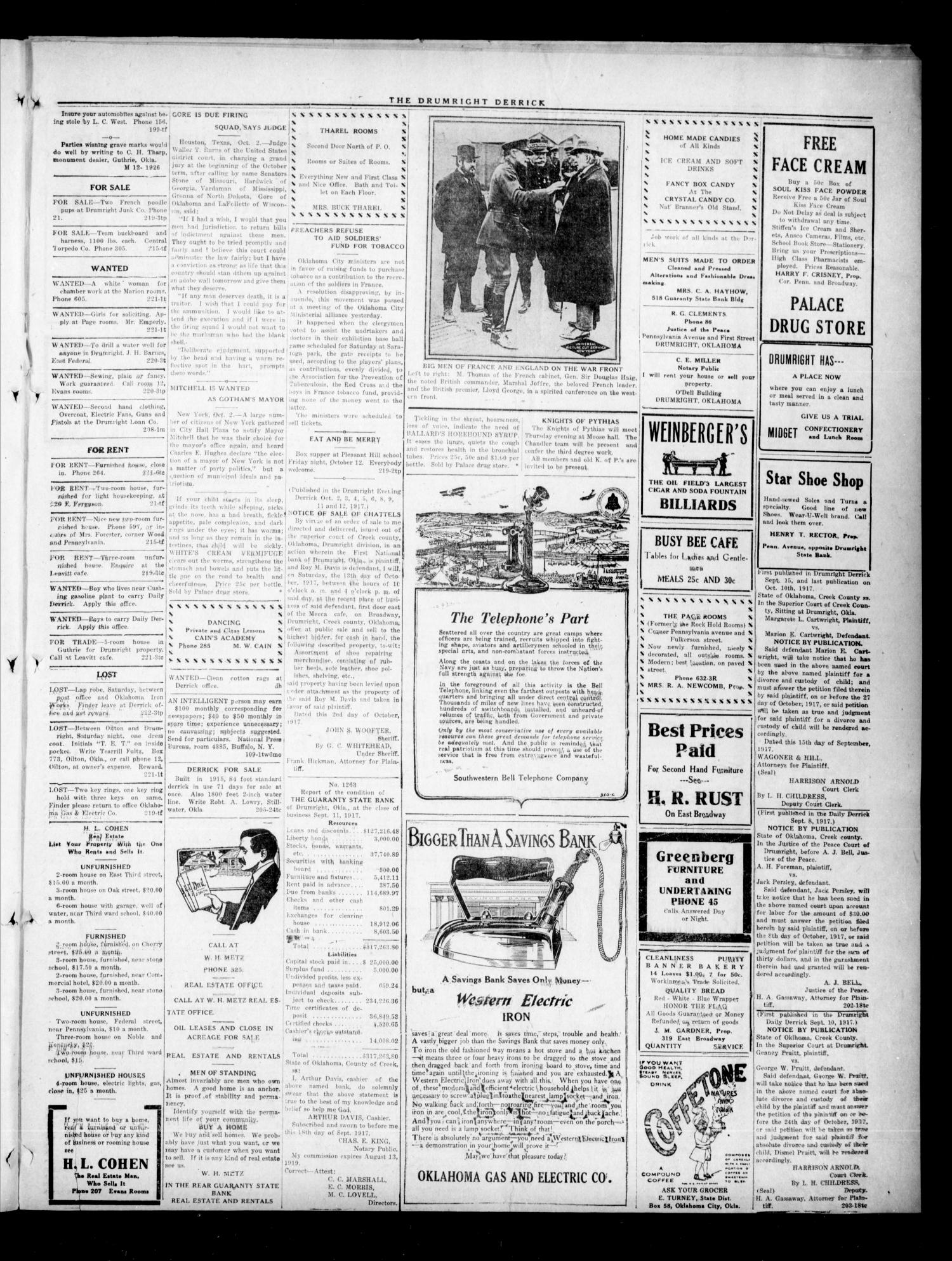 Drumright Evening Derrick (Drumright, Okla.), Vol. 3, No. 222, Ed. 1 Tuesday, October 2, 1917
                                                
                                                    [Sequence #]: 3 of 4
                                                