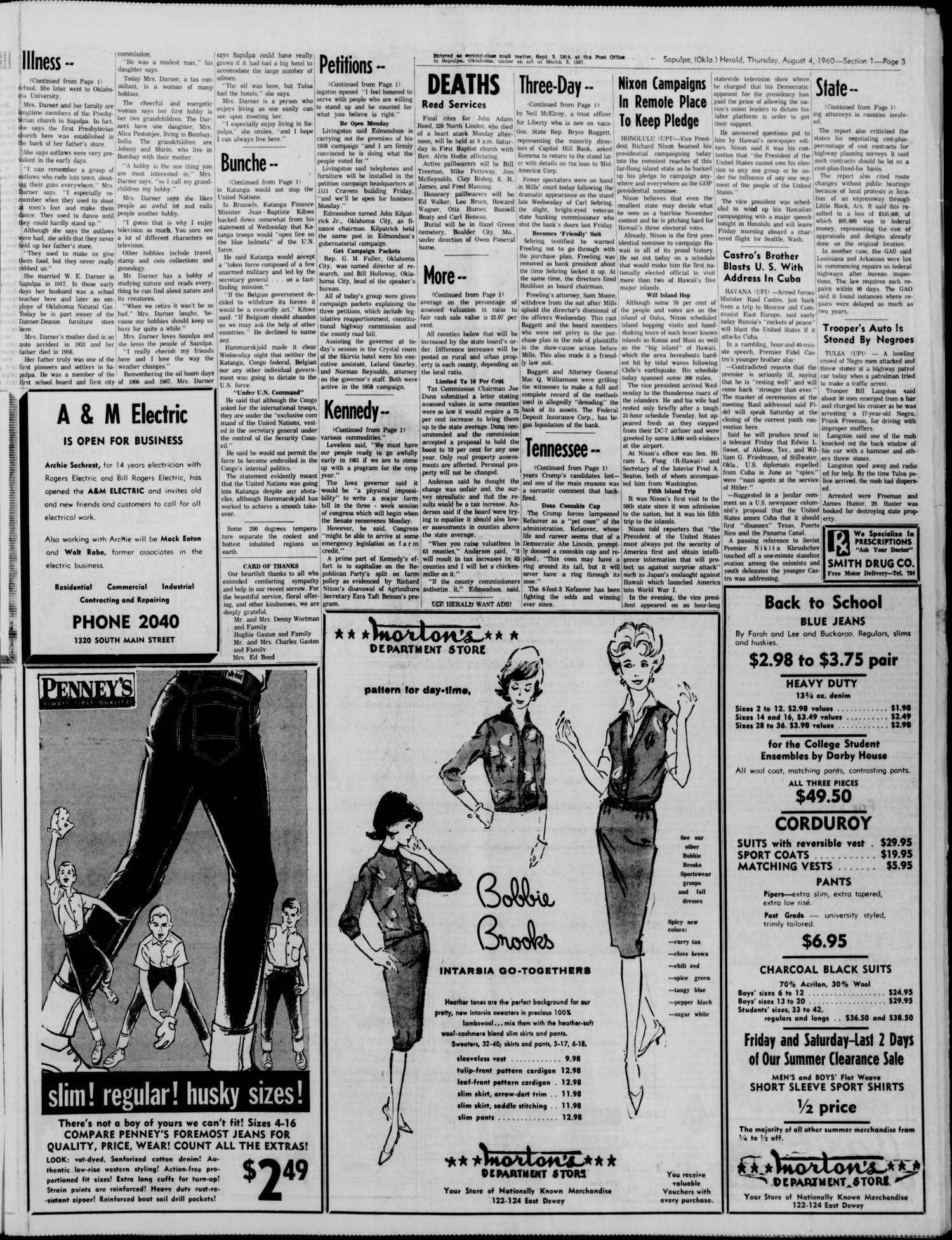 Sapulpa Daily Herald (Sapulpa, Okla.), Vol. 45, No. 286, Ed. 1 Thursday, August 4, 1960
                                                
                                                    [Sequence #]: 3 of 10
                                                