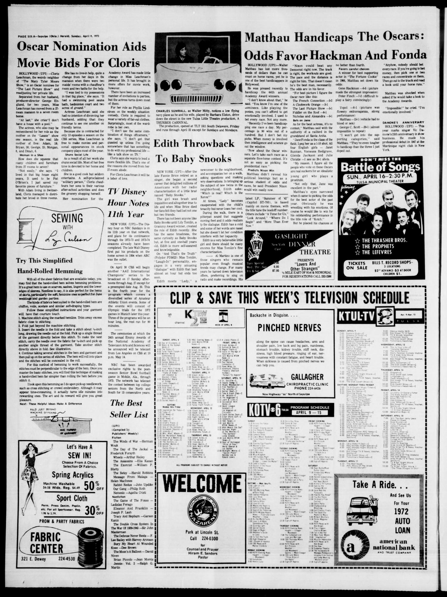 Sapulpa Daily Herald (Sapulpa, Okla.), Vol. 58, No. 190, Ed. 1 Sunday, April 9, 1972
                                                
                                                    [Sequence #]: 18 of 20
                                                