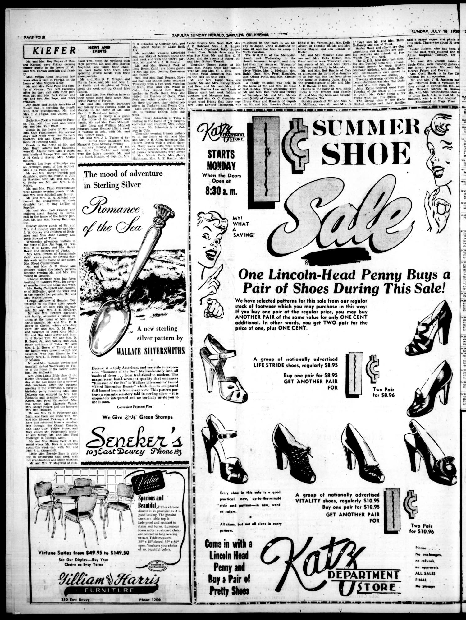 Sapulpa Daily Herald (Sapulpa, Okla.), Vol. 36, No. 267, Ed. 1 Sunday, July 16, 1950
                                                
                                                    [Sequence #]: 4 of 12
                                                