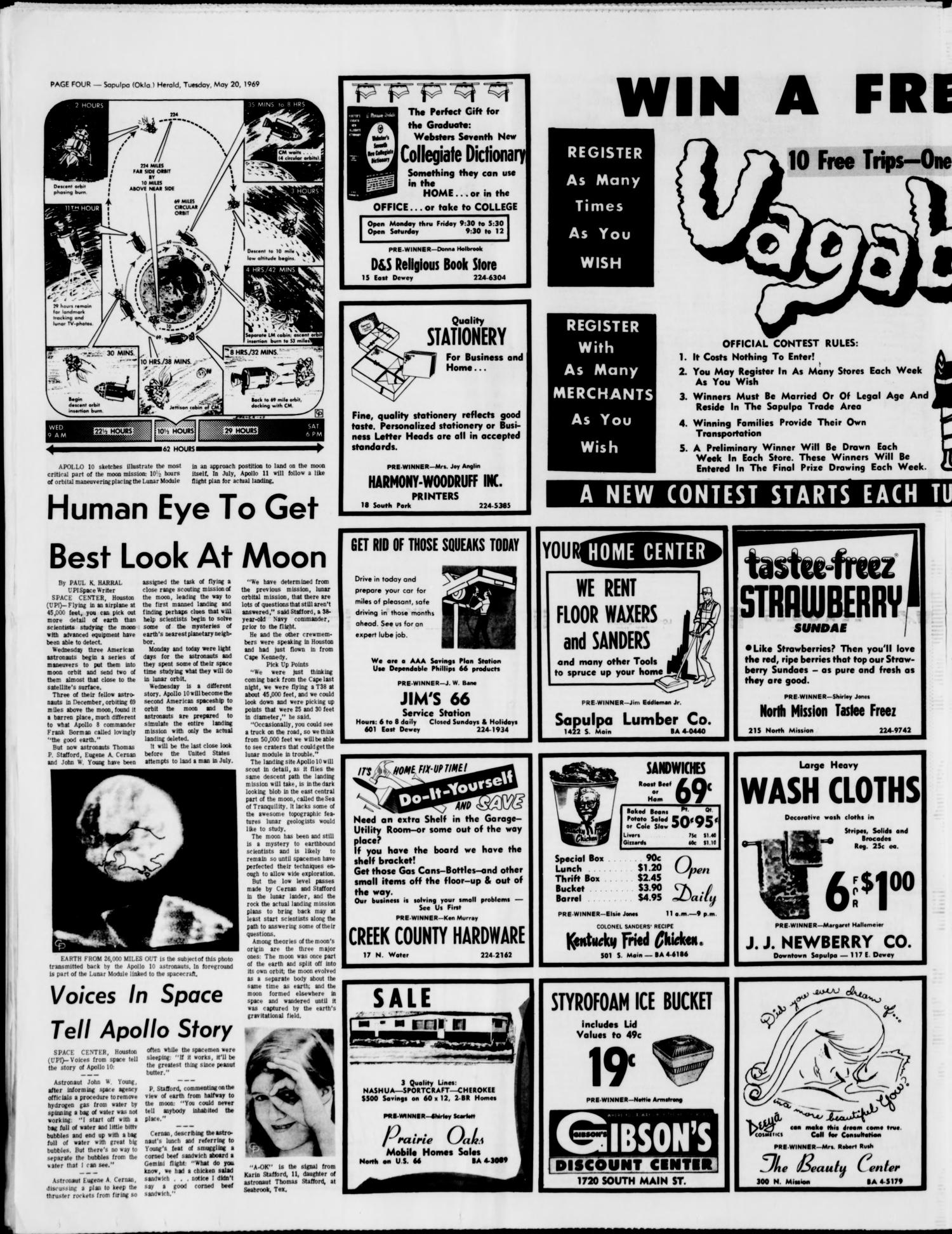 The Sapulpa Daily Herald (Sapulpa, Okla.), Vol. 54, No. 224, Ed. 1 Tuesday, May 20, 1969
                                                
                                                    [Sequence #]: 4 of 10
                                                