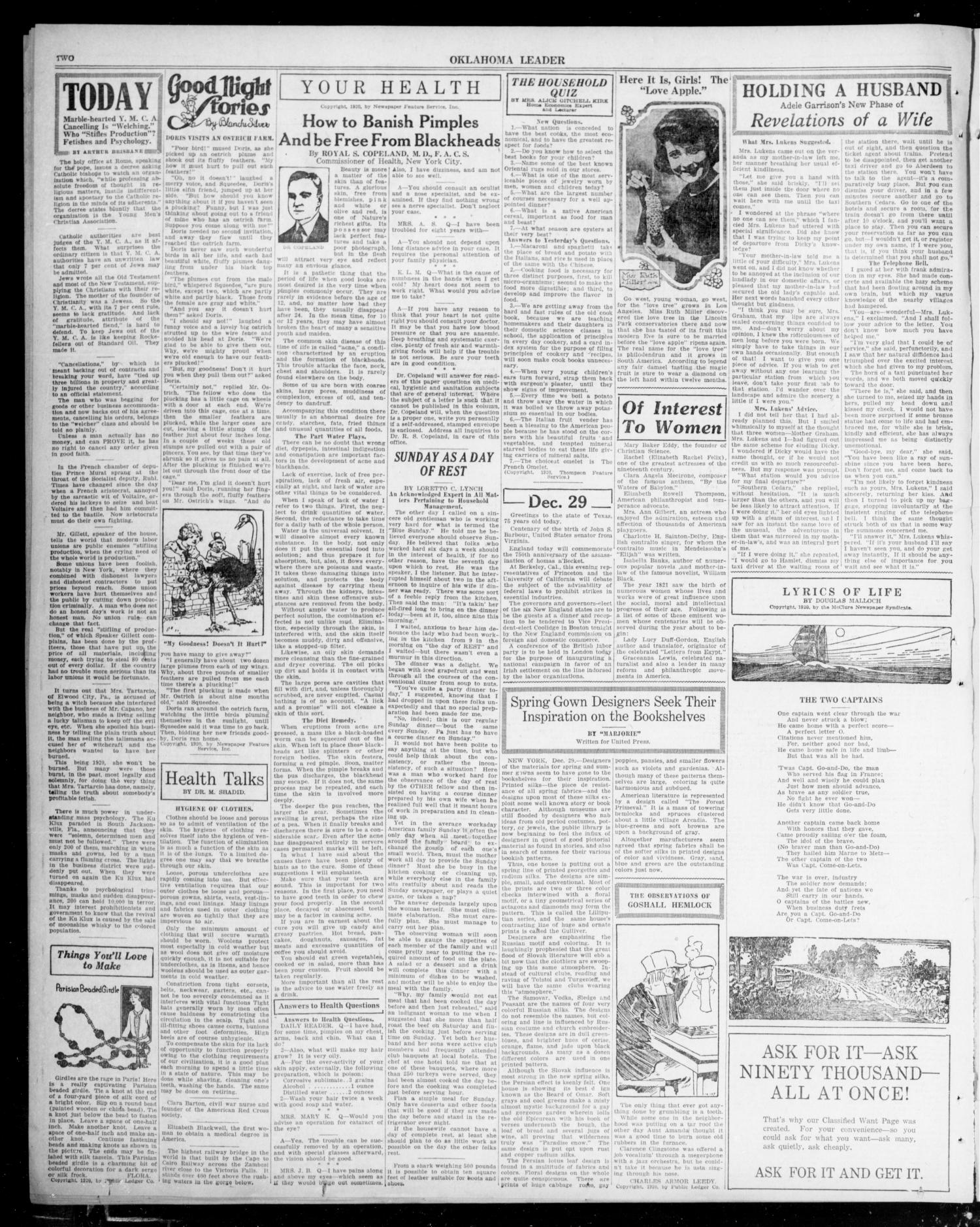 Oklahoma Leader (Oklahoma City, Okla.), Vol. 1, No. 117, Ed. 1 Wednesday, December 29, 1920
                                                
                                                    [Sequence #]: 2 of 8
                                                