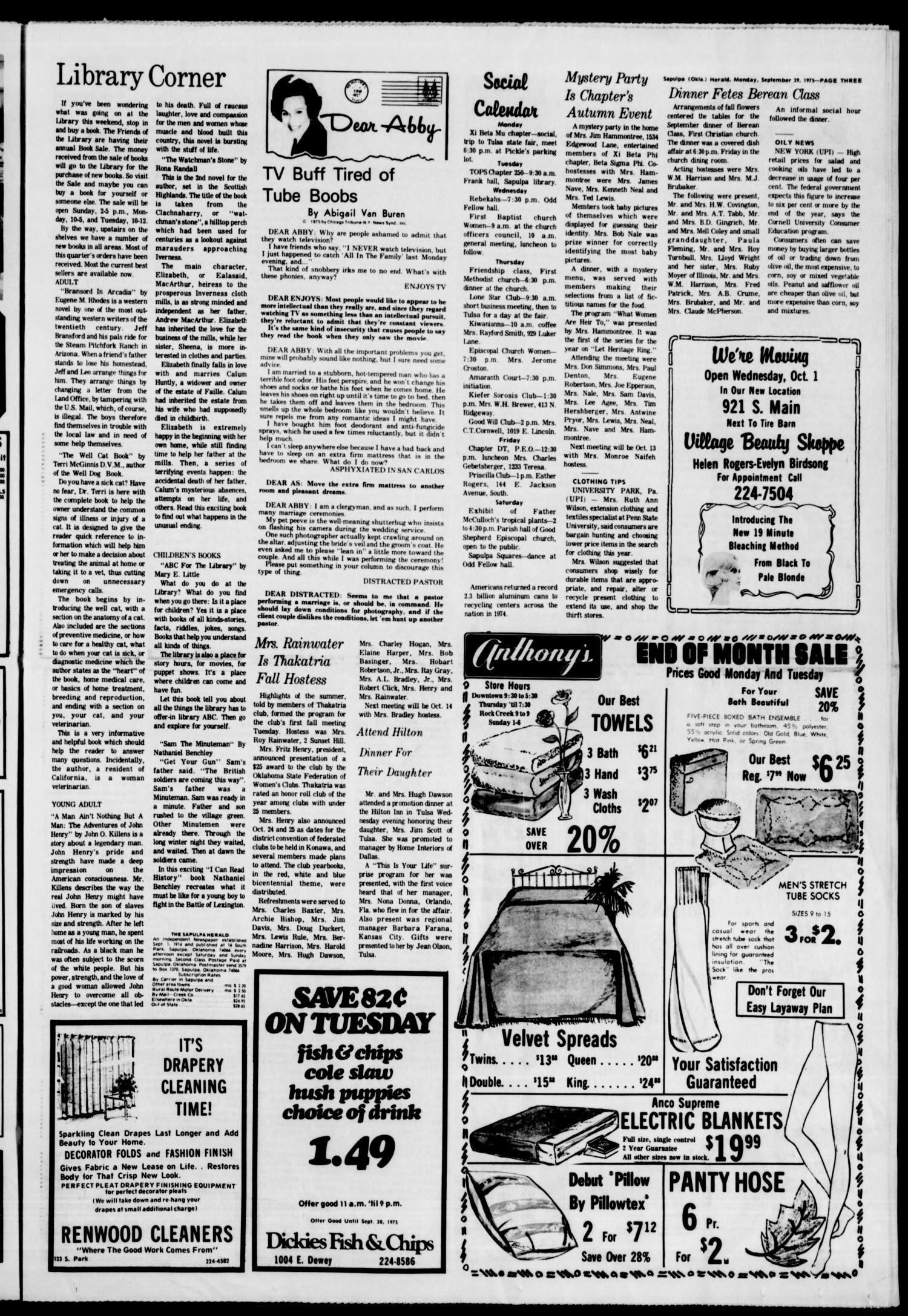 Sapulpa Daily Herald (Sapulpa, Okla.), Vol. 62, No. 14, Ed. 1 Monday, September 29, 1975
                                                
                                                    [Sequence #]: 3 of 10
                                                