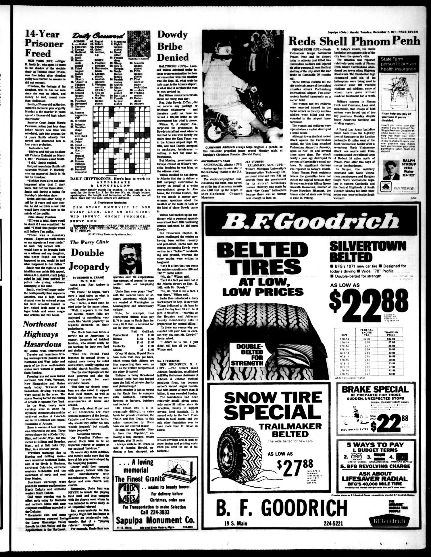 The Sapulpa Daily Herald (Sapulpa, Okla.), Vol. 58, No. 84, Ed. 1 Tuesday, December 7, 1971
                                                
                                                    [Sequence #]: 7 of 10
                                                