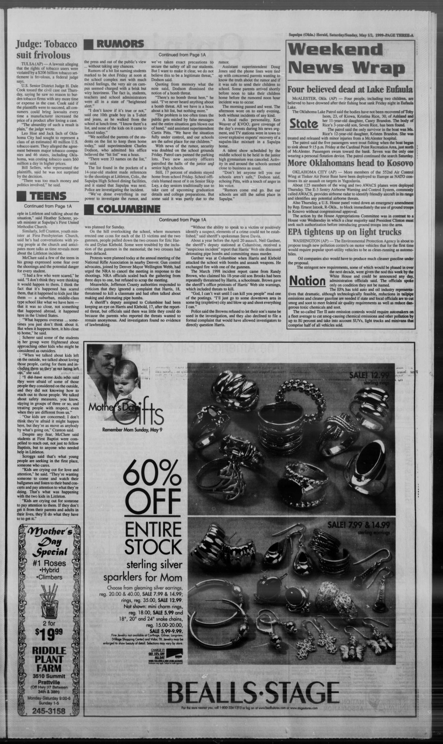 Sapulpa Daily Herald (Sapulpa, Okla.), Vol. 84, No. 197, Ed. 1 Saturday, May 1, 1999
                                                
                                                    [Sequence #]: 3 of 36
                                                