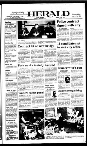 Sapulpa Daily Herald (Sapulpa, Okla.), Vol. 78, No. 124, Ed. 1 Thursday, February 6, 1992