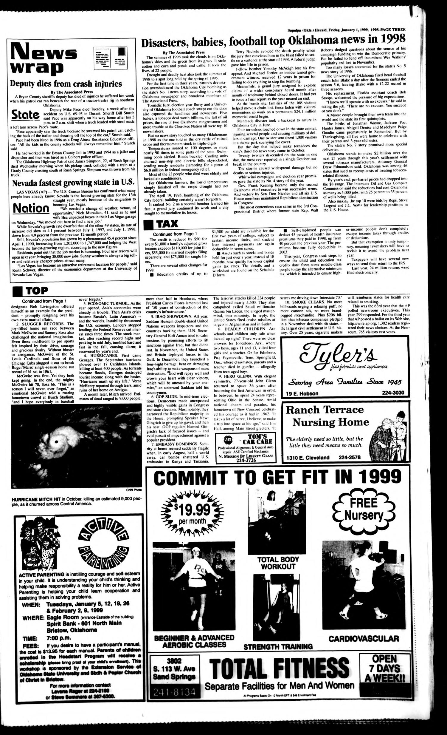 Sapulpa Daily Herald (Sapulpa, Okla.), Vol. 84, No. 94, Ed. 1 Friday, January 1, 1999
                                                
                                                    [Sequence #]: 3 of 10
                                                