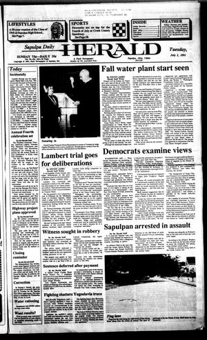 Primary view of object titled 'Sapulpa Daily Herald (Sapulpa, Okla.), Vol. 77, No. 249, Ed. 1 Tuesday, July 2, 1991'.