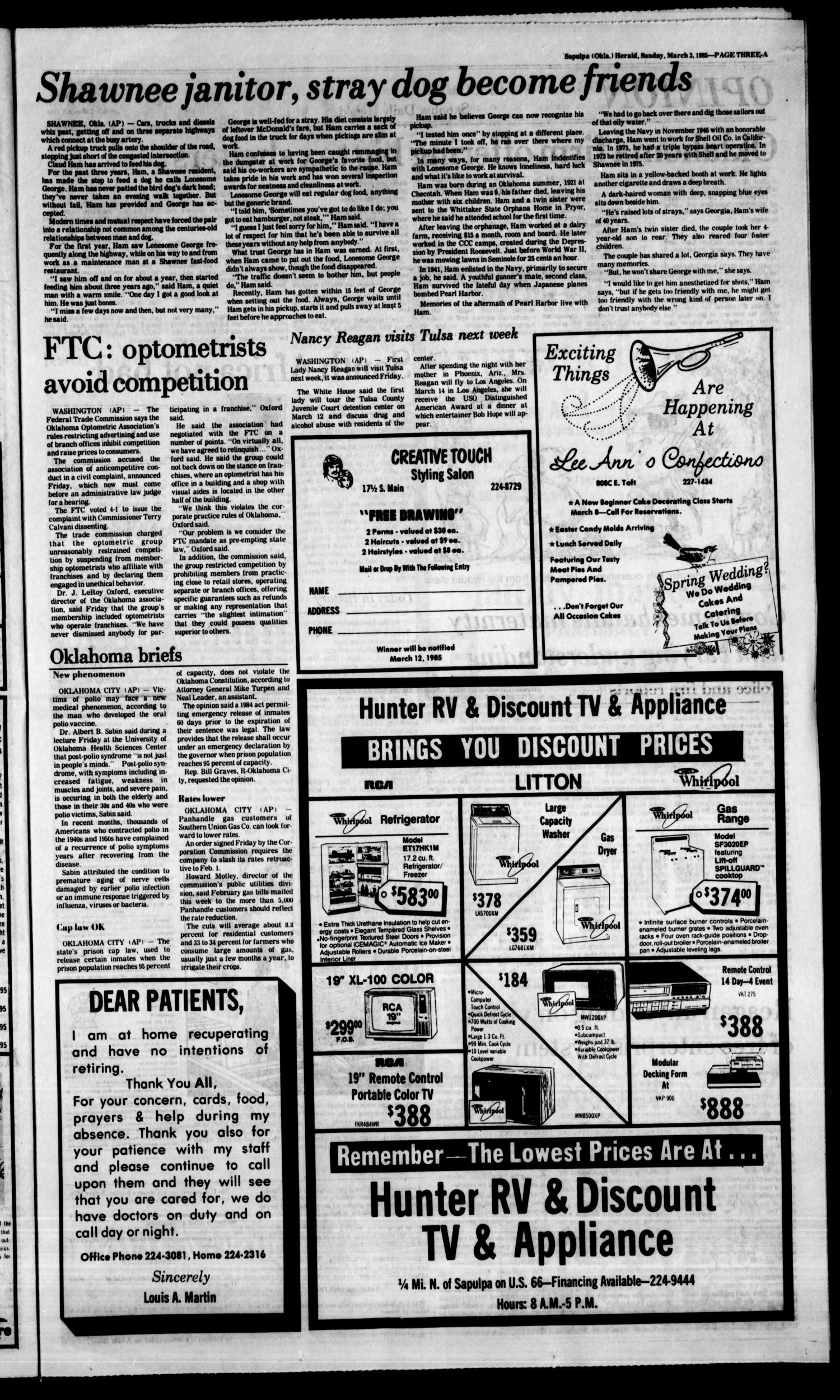 Sapulpa Daily Herald (Sapulpa, Okla.), Vol. 71, No. 145, Ed. 1 Sunday, March 3, 1985
                                                
                                                    [Sequence #]: 3 of 22
                                                
