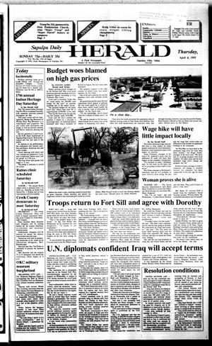 Sapulpa Daily Herald (Sapulpa, Okla.), Vol. 77, No. 173, Ed. 1 Thursday, April 4, 1991