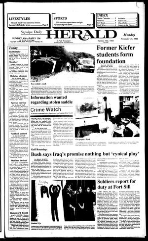 Primary view of object titled 'Sapulpa Daily Herald (Sapulpa, Okla.), Vol. 77, No. 57, Ed. 1 Monday, November 19, 1990'.