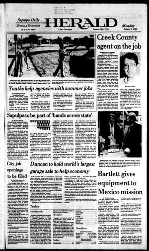 Sapulpa Daily Herald (Sapulpa, Okla.), Vol. 72, No. 277, Ed. 1 Monday, August 4, 1986