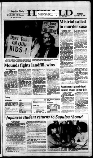 Sapulpa Daily Herald (Sapulpa, Okla.), Vol. 74, No. 11, Ed. 1 Friday, September 25, 1987