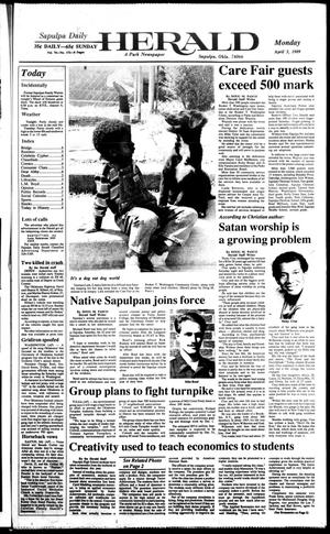 Sapulpa Daily Herald (Sapulpa, Okla.), Vol. 75, No. 172, Ed. 1 Monday, April 3, 1989