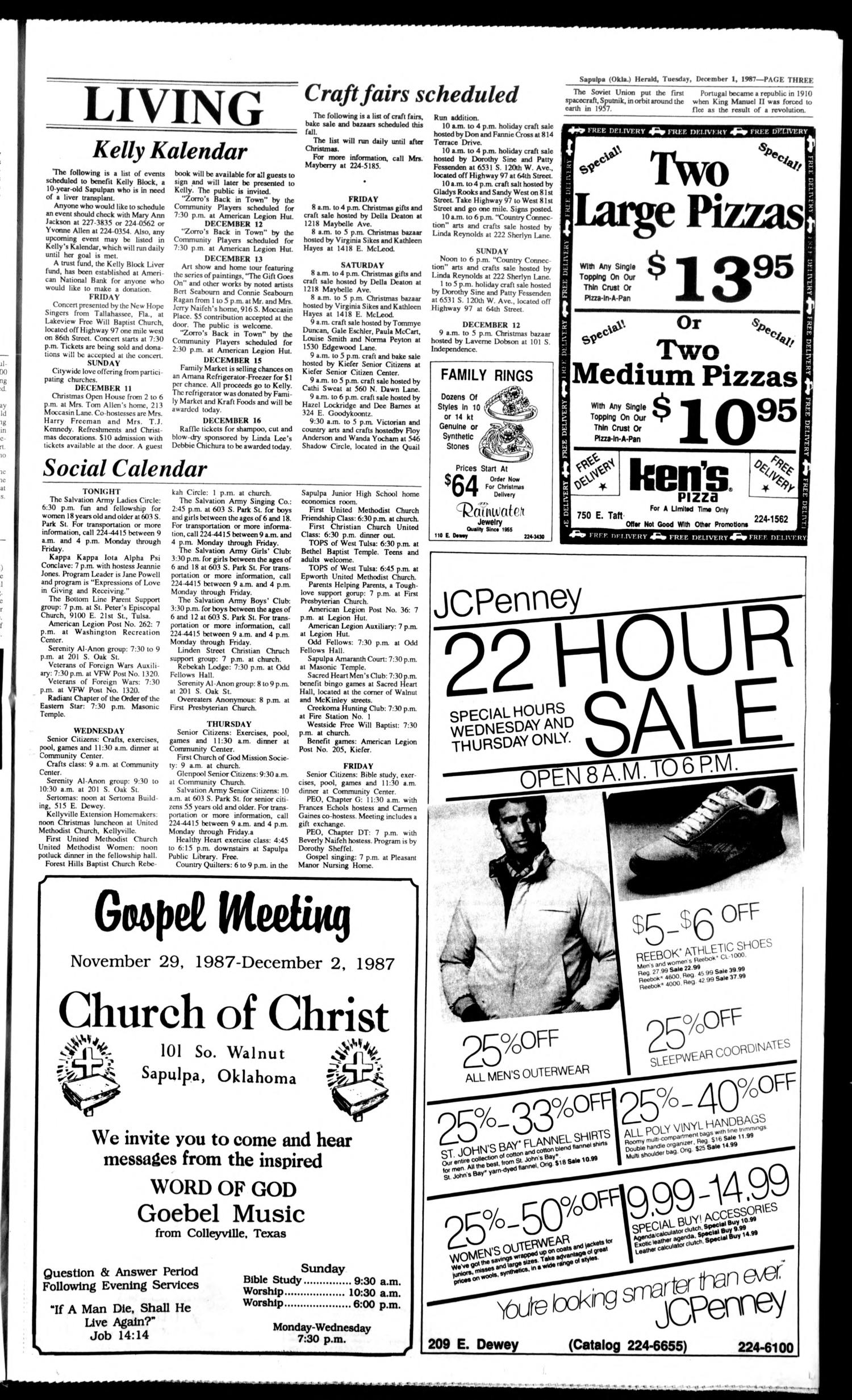 Sapulpa Daily Herald (Sapulpa, Okla.), Vol. 74, No. 68, Ed. 1 Tuesday, December 1, 1987
                                                
                                                    [Sequence #]: 3 of 8
                                                
