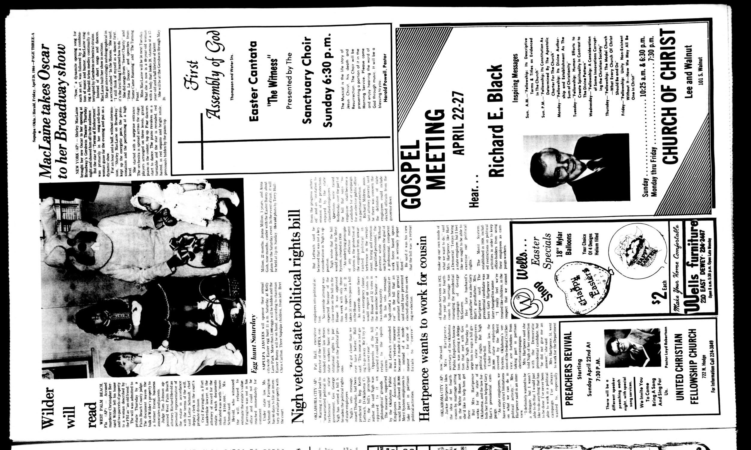 Sapulpa Daily Herald (Sapulpa, Okla.), Vol. 70, No. 188, Ed. 1 Friday, April 20, 1984
                                                
                                                    [Sequence #]: 3 of 16
                                                