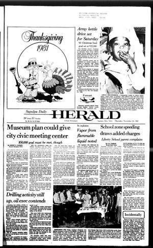 Sapulpa Daily Herald (Sapulpa, Okla.), Vol. 68, No. 64, Ed. 1 Thursday, November 26, 1981