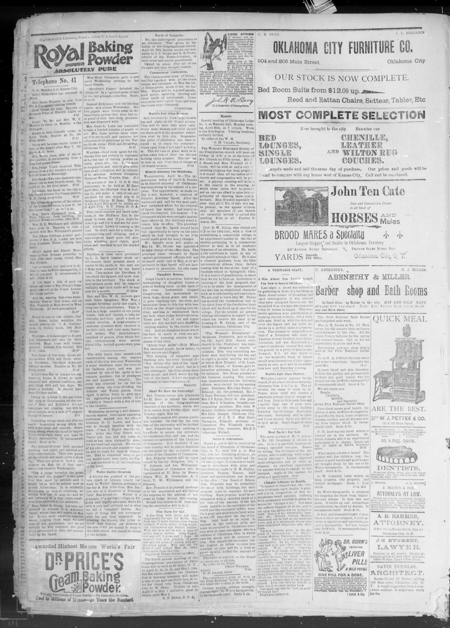 Okahoma Times Journal. (Oklahoma City, Okla. Terr.), Vol. 5, No. 267, Ed. 1 Friday, April 27, 1894
                                                
                                                    [Sequence #]: 4 of 4
                                                