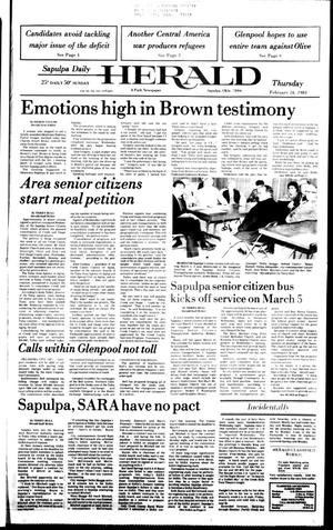 Sapulpa Daily Herald (Sapulpa, Okla.), Vol. 70, No. 133, Ed. 1 Thursday, February 16, 1984