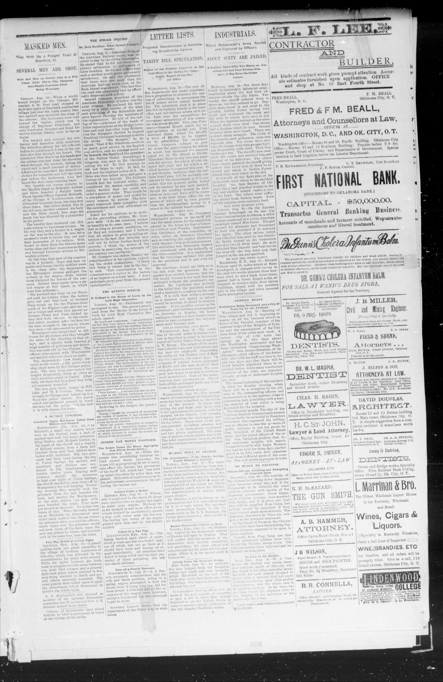 Okahoma Times Journal. (Oklahoma City, Okla. Terr.), Vol. 6, No. 60, Ed. 1 Monday, August 27, 1894
                                                
                                                    [Sequence #]: 3 of 4
                                                