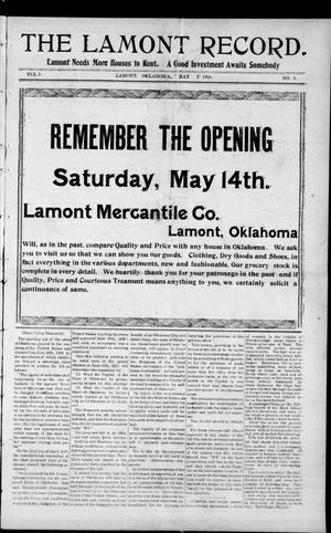 The Lamont Record. (Lamont, Okla.), Vol. 5, No. 3, Ed. 1 Thursday, May 5, 1910