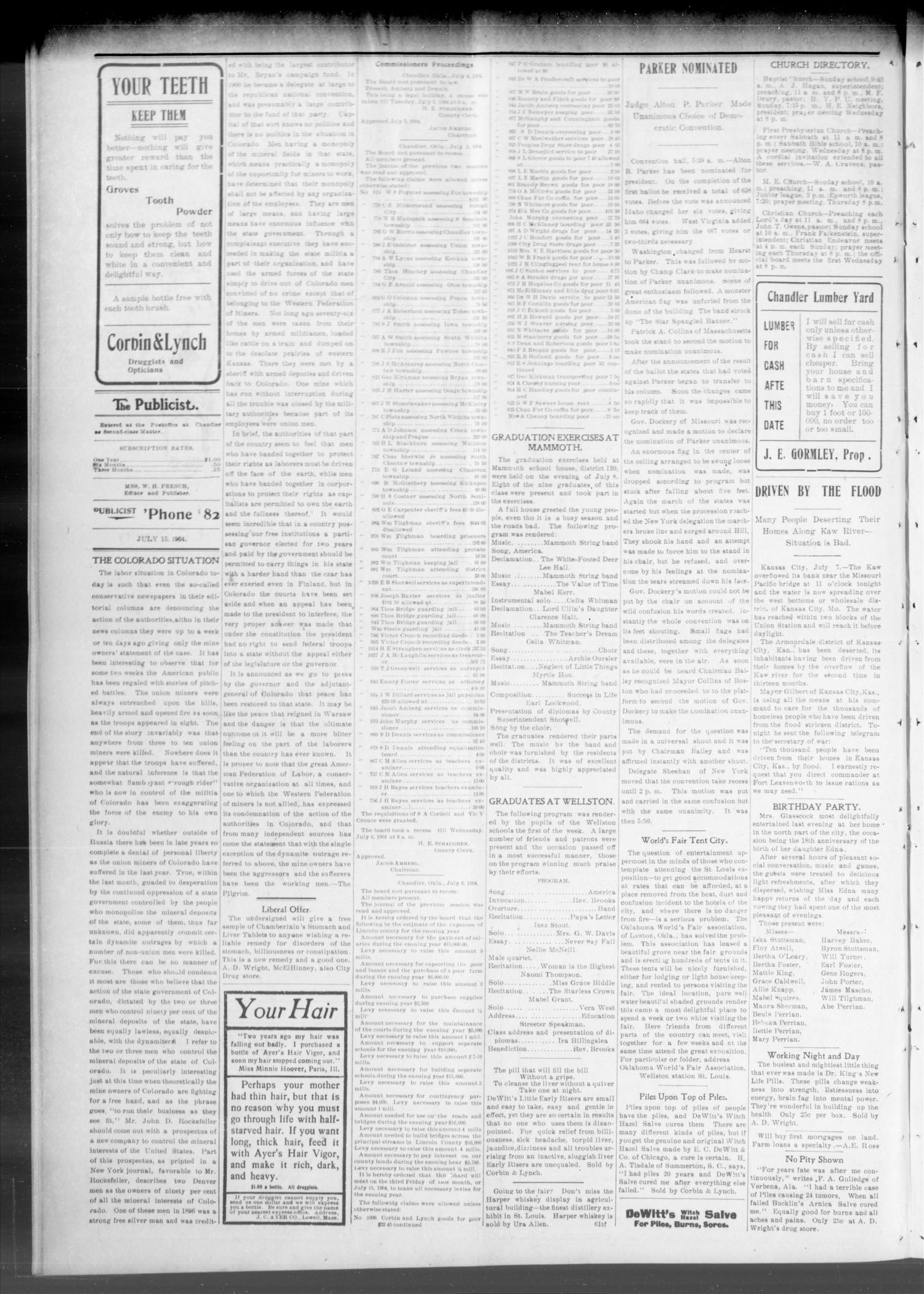 The Chandler Publicist. (Chandler, Okla. Terr.), Vol. 11, No. 12, Ed. 1 Friday, July 15, 1904
                                                
                                                    [Sequence #]: 4 of 8
                                                
