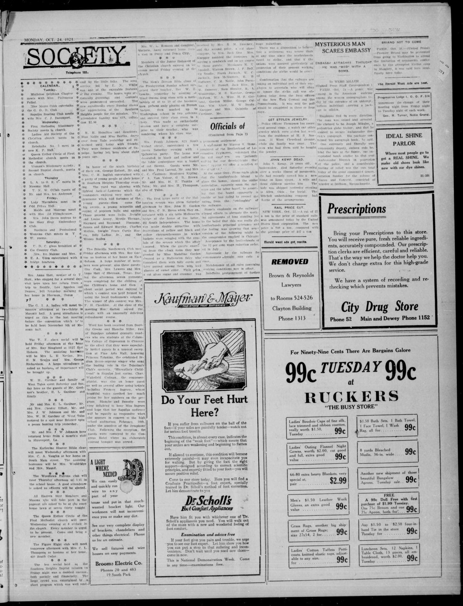 Sapulpa Herald (Sapulpa, Okla.), Vol. 8, No. 45, Ed. 1 Monday, October 24, 1921
                                                
                                                    [Sequence #]: 3 of 6
                                                