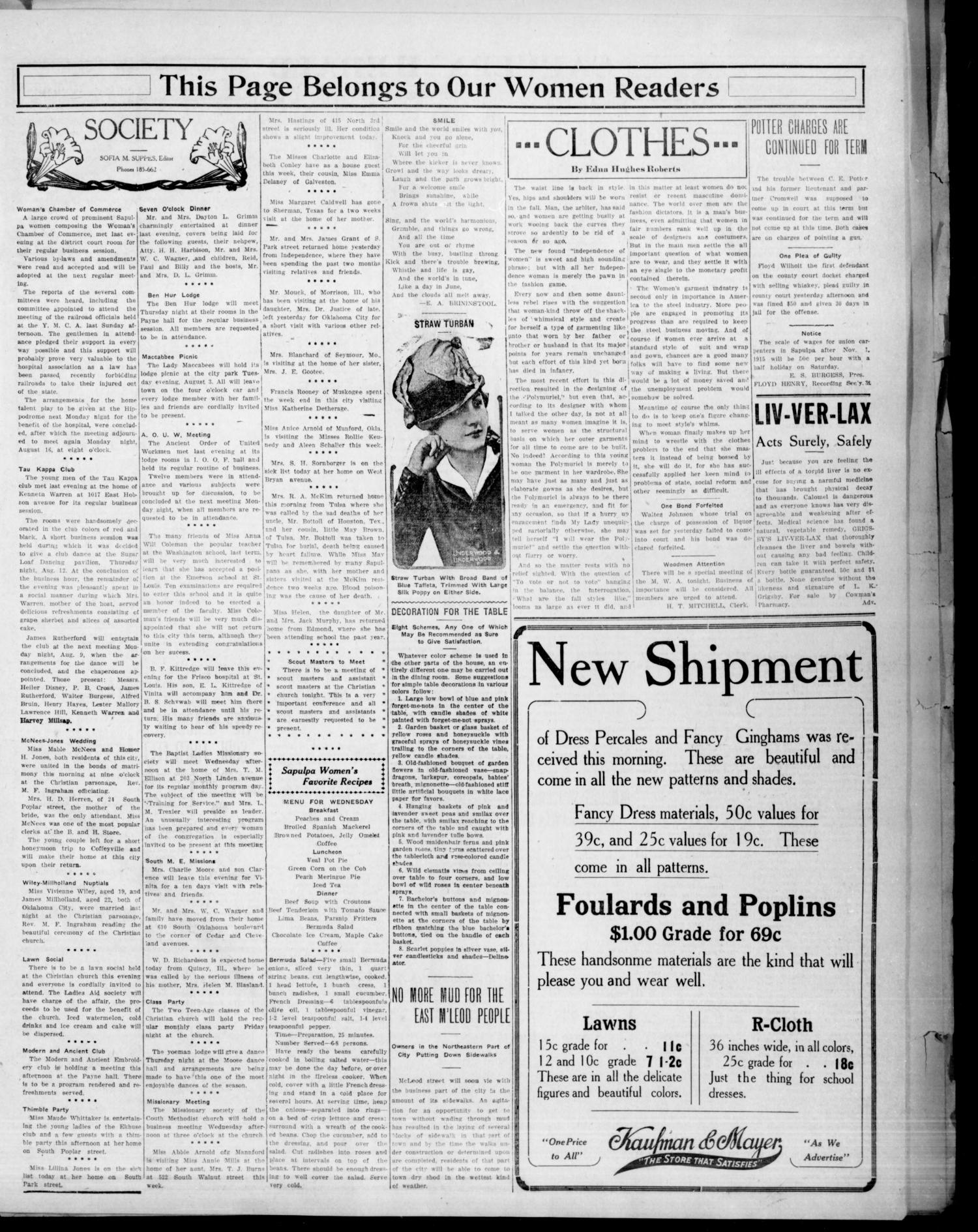 Sapulpa Herald (Sapulpa, Okla.), Vol. 1, No. 284, Ed. 1 Tuesday, August 3, 1915
                                                
                                                    [Sequence #]: 3 of 4
                                                