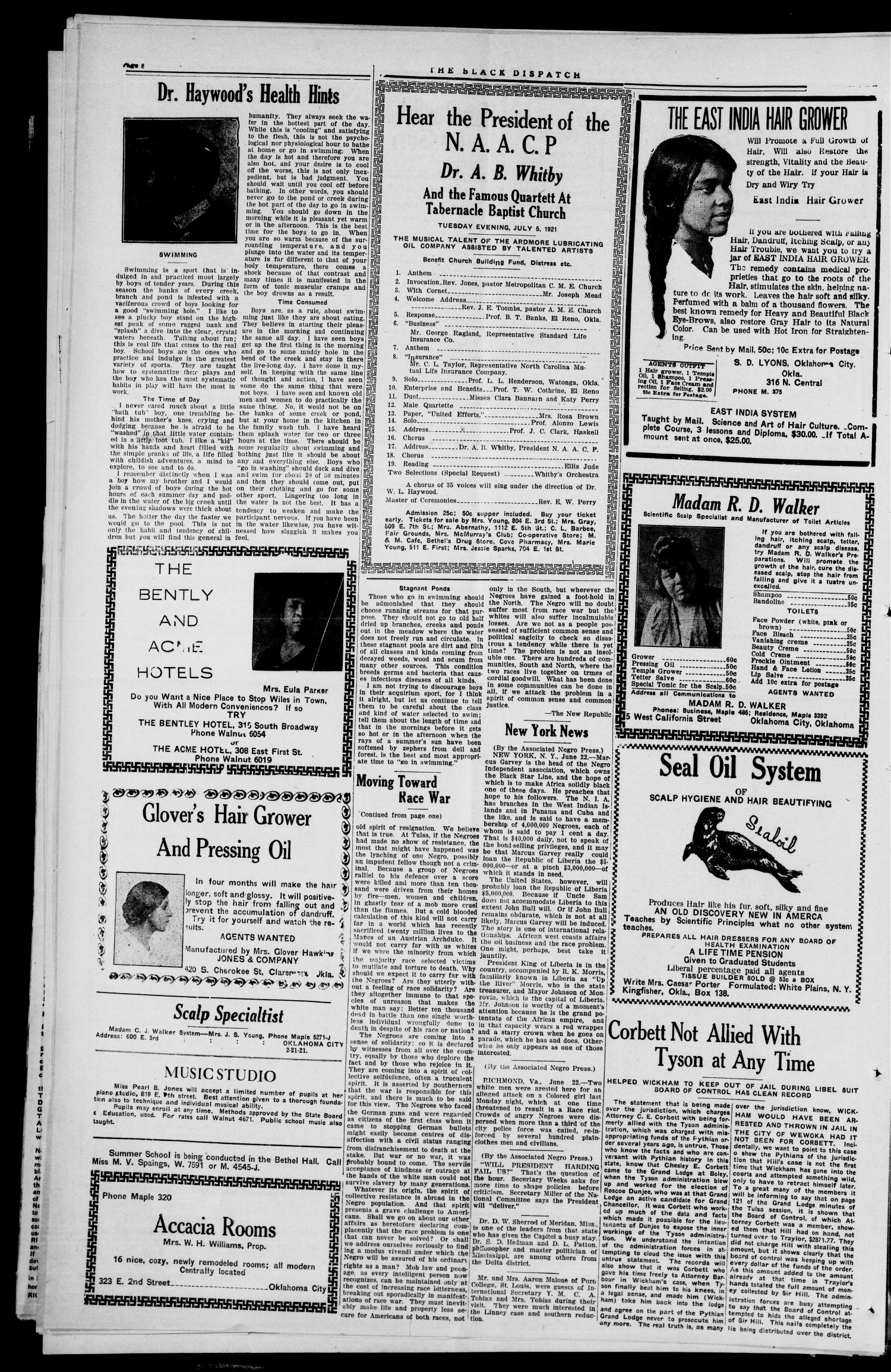 The Black Dispatch (Oklahoma City, Okla.), Vol. 6, No. 31, Ed. 1 Friday, July 8, 1921
                                                
                                                    [Sequence #]: 2 of 8
                                                