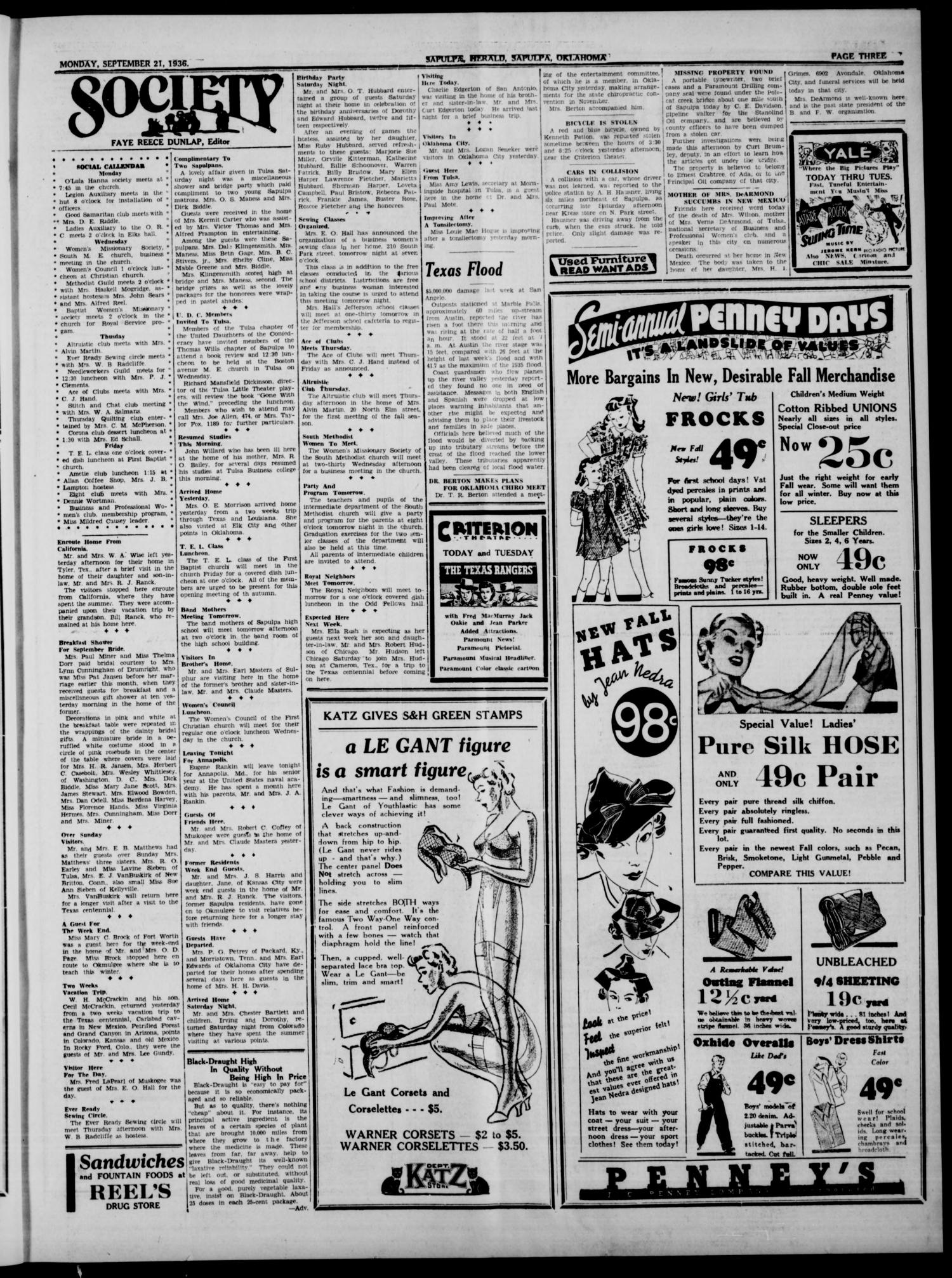 Sapulpa Herald (Sapulpa, Okla.), Vol. 23, No. 17, Ed. 1 Monday, September 21, 1936
                                                
                                                    [Sequence #]: 3 of 6
                                                