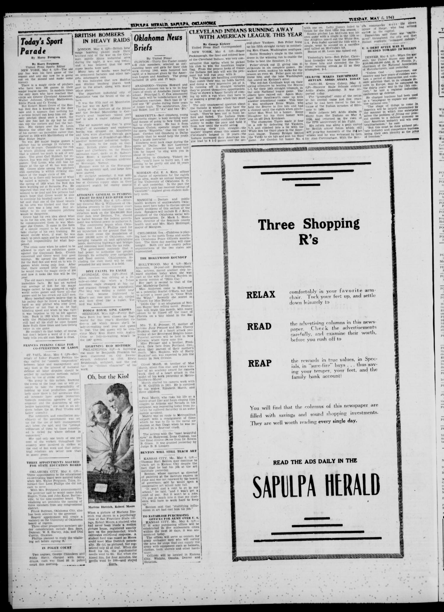 Sapulpa Herald (Sapulpa, Okla.), Vol. 26, No. 208, Ed. 1 Tuesday, May 6, 1941
                                                
                                                    [Sequence #]: 4 of 6
                                                