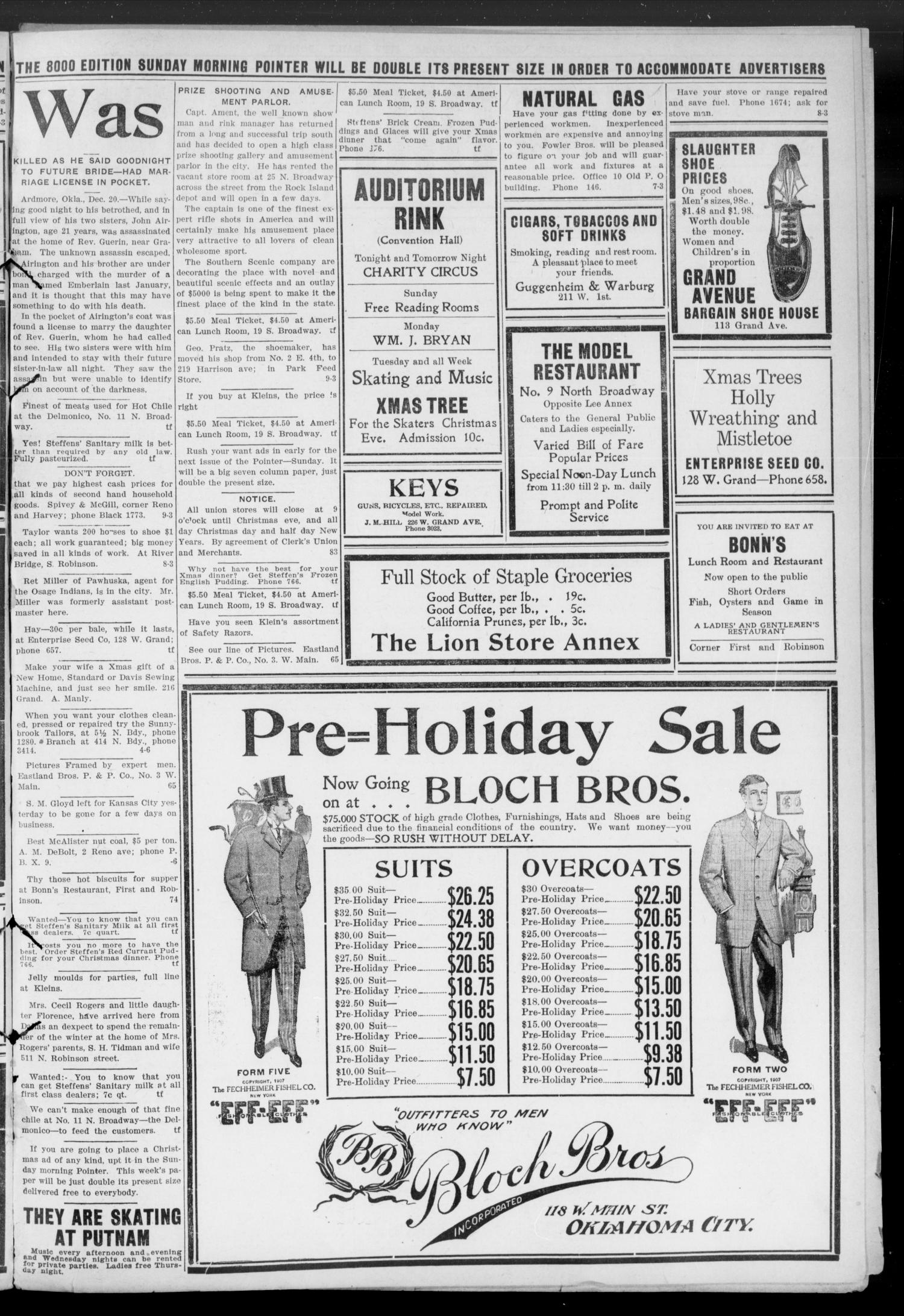 Oklahoma City Daily Pointer (Oklahoma City, Okla.), Vol. 2, No. 289, Ed. 1 Friday, December 20, 1907
                                                
                                                    [Sequence #]: 3 of 4
                                                