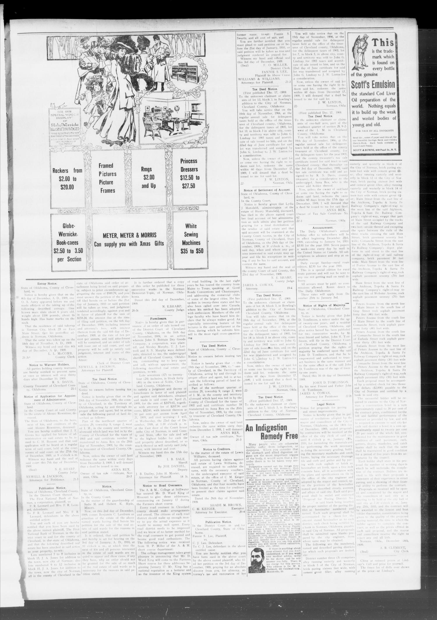 Norman Democrat--Topic. (Norman, Okla.), Vol. 18, No. 22, Ed. 2 Friday, December 17, 1909
                                                
                                                    [Sequence #]: 3 of 6
                                                