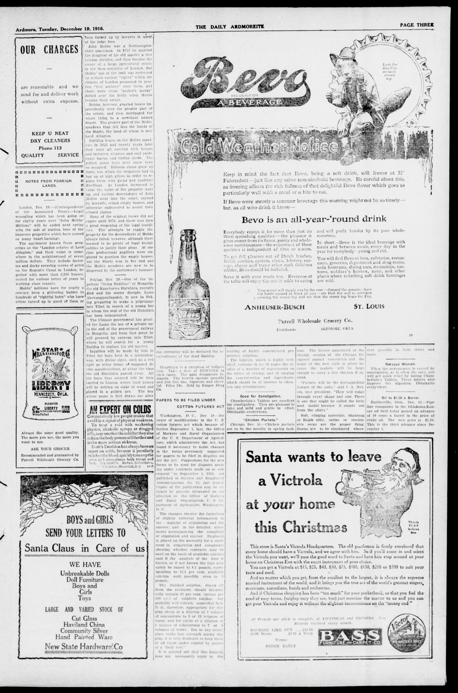The Daily Ardmoreite. (Ardmore, Okla.), Vol. 24, No. 63, Ed. 1 Tuesday, December 19, 1916
                                                
                                                    [Sequence #]: 3 of 8
                                                