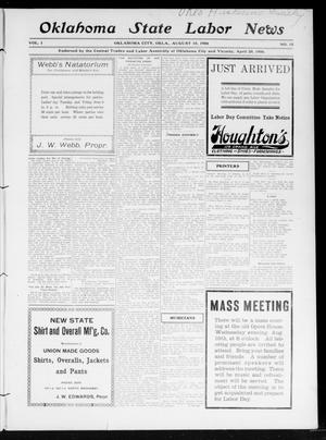 Oklahoma State Labor News (Oklahoma City, Okla.), Vol. 1, No. 15, Ed. 1 Friday, August 10, 1906