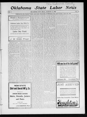 Oklahoma State Labor News (Oklahoma City, Okla.), Vol. 1, No. 16, Ed. 1 Friday, August 17, 1906