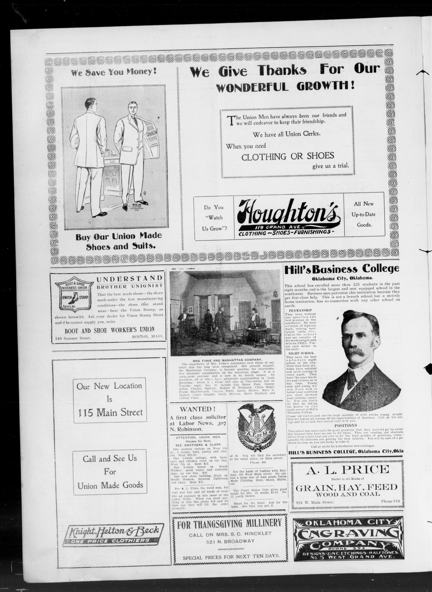 Oklahoma State Labor News (Oklahoma City, Okla.), Vol. 2, No. 28, Ed. 1 Friday, November 22, 1907
                                                
                                                    [Sequence #]: 4 of 4
                                                