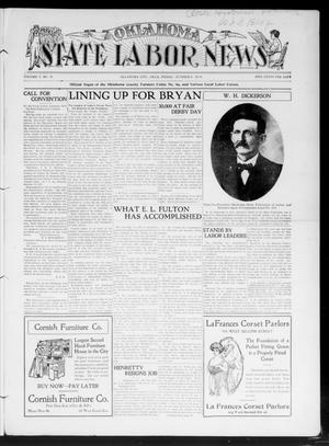 Oklahoma State Labor News (Oklahoma City, Okla.), Vol. 3, No. 21, Ed. 1 Friday, October 9, 1908