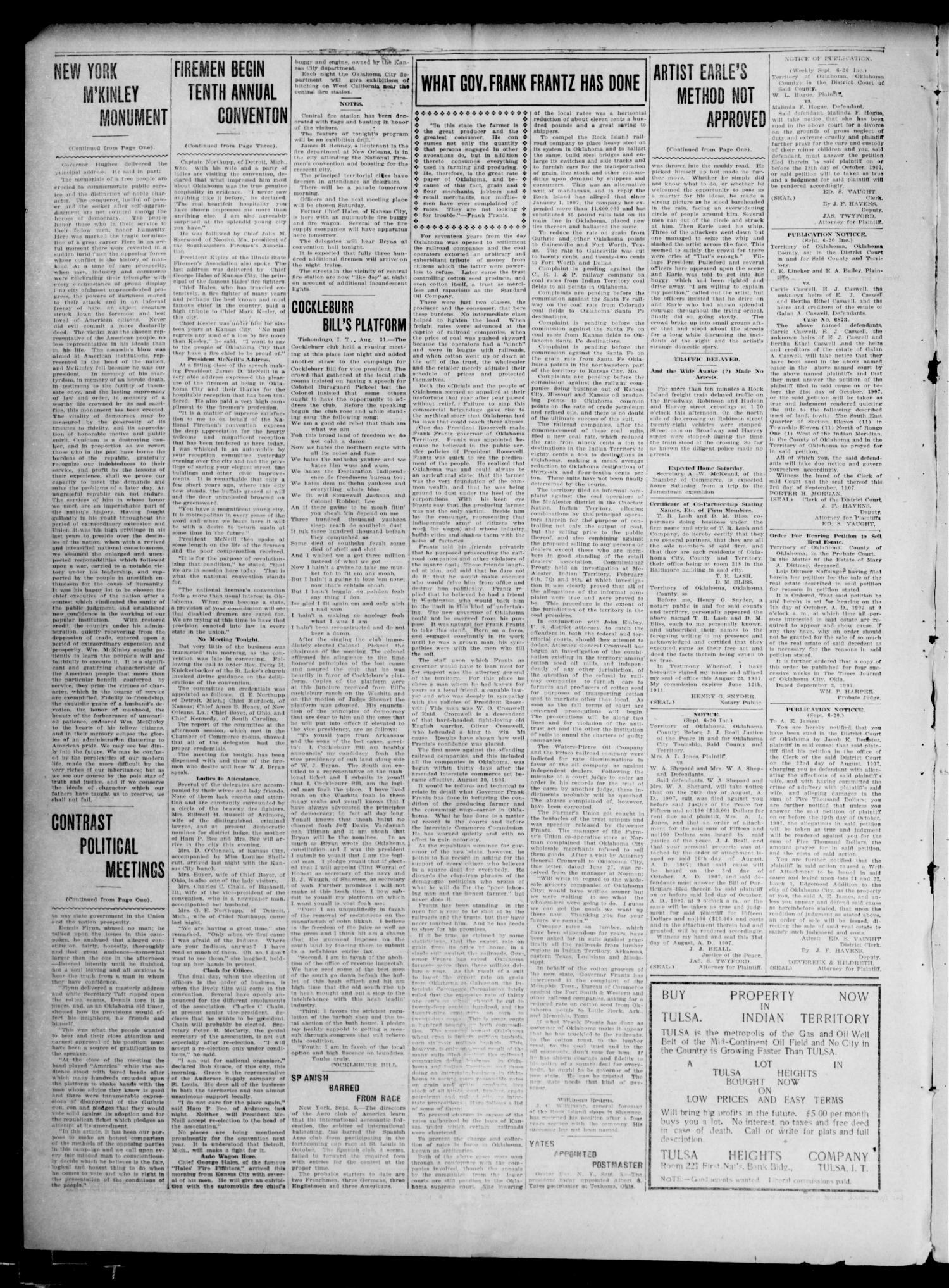 The Weekly Times-Journal. (Oklahoma City, Okla.), Vol. 17, No. 19, Ed. 1 Friday, September 6, 1907
                                                
                                                    [Sequence #]: 2 of 8
                                                
