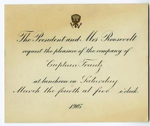Primary view of object titled 'Invitation from the White House for Governor Frantz'.
