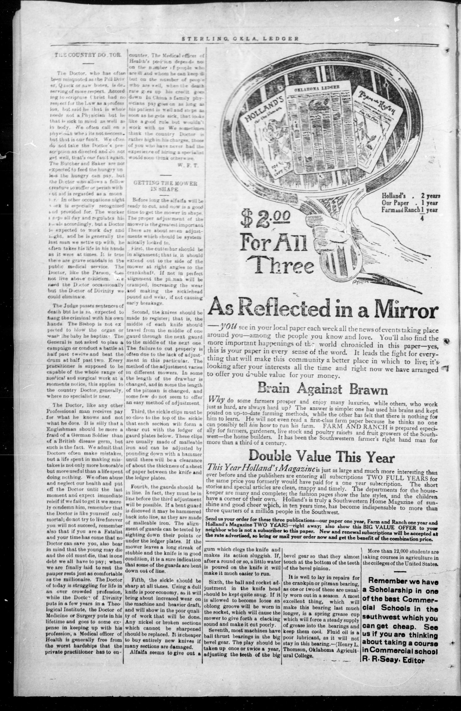 The Oklahoma Ledger. (Sterling, Okla.), Vol. 11, No. 25, Ed. 1 Thursday, June 1, 1916
                                                
                                                    [Sequence #]: 4 of 8
                                                