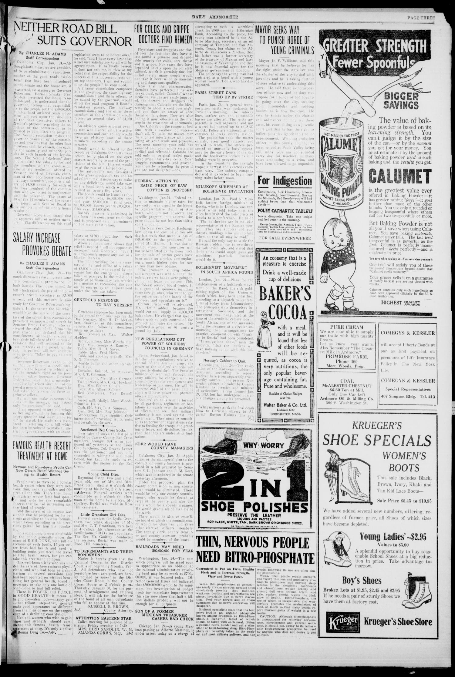 Daily Ardmoreite (Ardmore, Okla.), Vol. 26, No. 106, Ed. 1 Saturday, January 25, 1919
                                                
                                                    [Sequence #]: 3 of 8
                                                