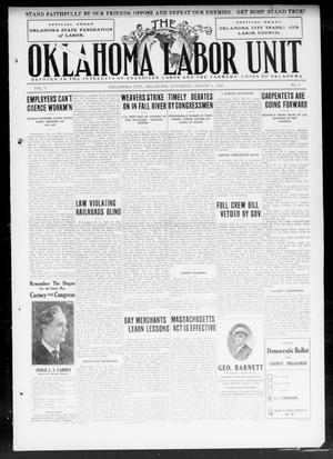 Primary view of object titled 'The Oklahoma Labor Unit (Oklahoma City, Okla.), Vol. 5, No. 9, Ed. 1 Saturday, August 3, 1912'.