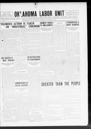 The Oklahoma Labor Unit (Oklahoma City, Okla.), Vol. 5, No. 17, Ed. 1 Saturday, October 12, 1912