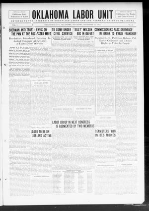 Primary view of object titled 'The Oklahoma Labor Unit (Oklahoma City, Okla.), Vol. 5, No. 23, Ed. 1 Saturday, November 23, 1912'.