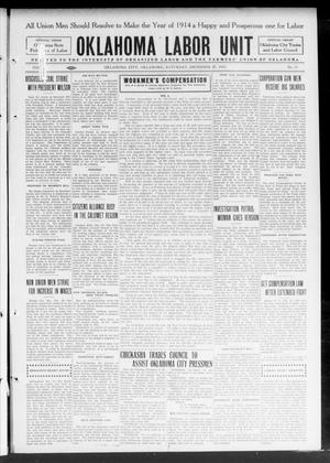Oklahoma Labor Unit (Oklahoma City, Okla.), Vol. 6, No. 28, Ed. 1 Saturday, December 27, 1913