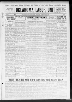 Primary view of object titled 'Oklahoma Labor Unit (Oklahoma City, Okla.), Vol. 6, No. 36, Ed. 1 Saturday, February 21, 1914'.