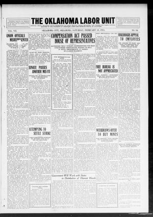 The Oklahoma Labor Unit (Oklahoma City, Okla.), Vol. 7, No. 34, Ed. 1 Saturday, February 13, 1915