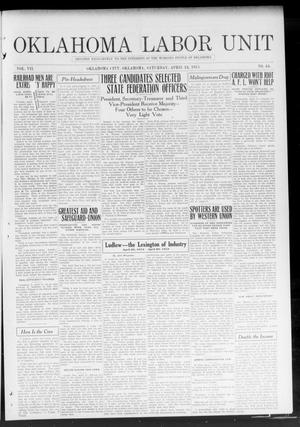 Oklahoma Labor Unit (Oklahoma City, Okla.), Vol. 7, No. 44, Ed. 1 Saturday, April 24, 1915