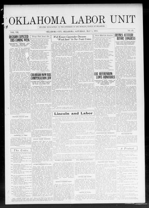 Oklahoma Labor Unit (Oklahoma City, Okla.), Vol. 7, No. 45, Ed. 1 Saturday, May 1, 1915